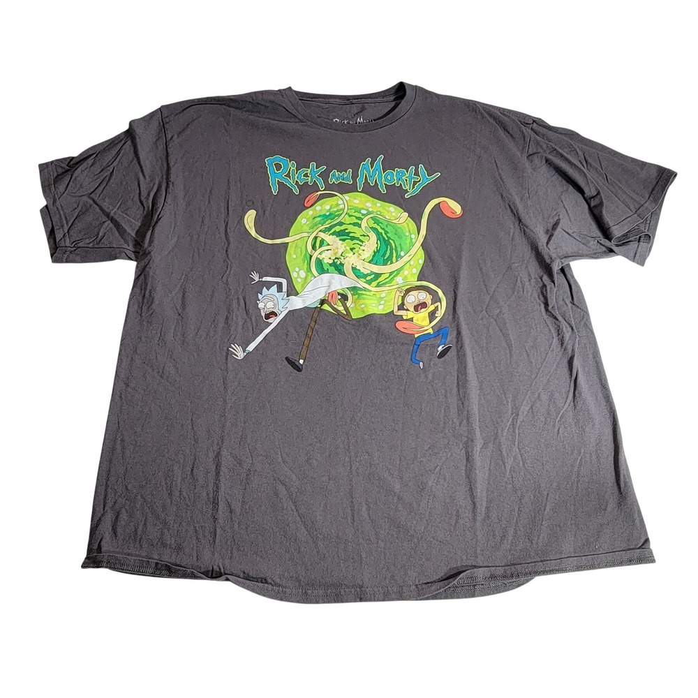Rick and Morty Adult Swim Graphic T-Shirt Charcoal Gray 2XL Ripple Junction